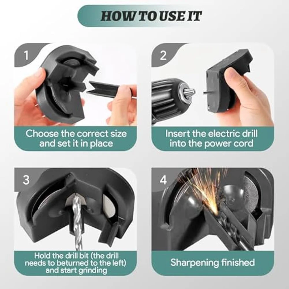 AA76-Drill Bit Sharpener,Multipurpose Drill Bit Grinding Sharpener With 4 Grinding Wheel,Drill Machine Blade Sharpening Tool