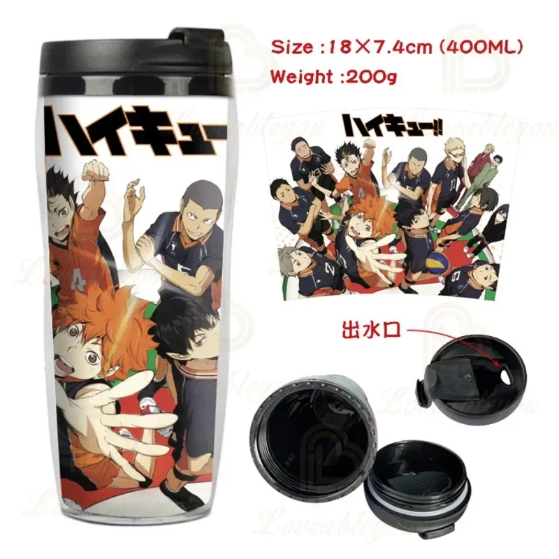 Haikyuu Junior Anime Student Household Drinking Cup Anime Creative Water Cup Double-layer Insulated Plastic Cup Kids Gift