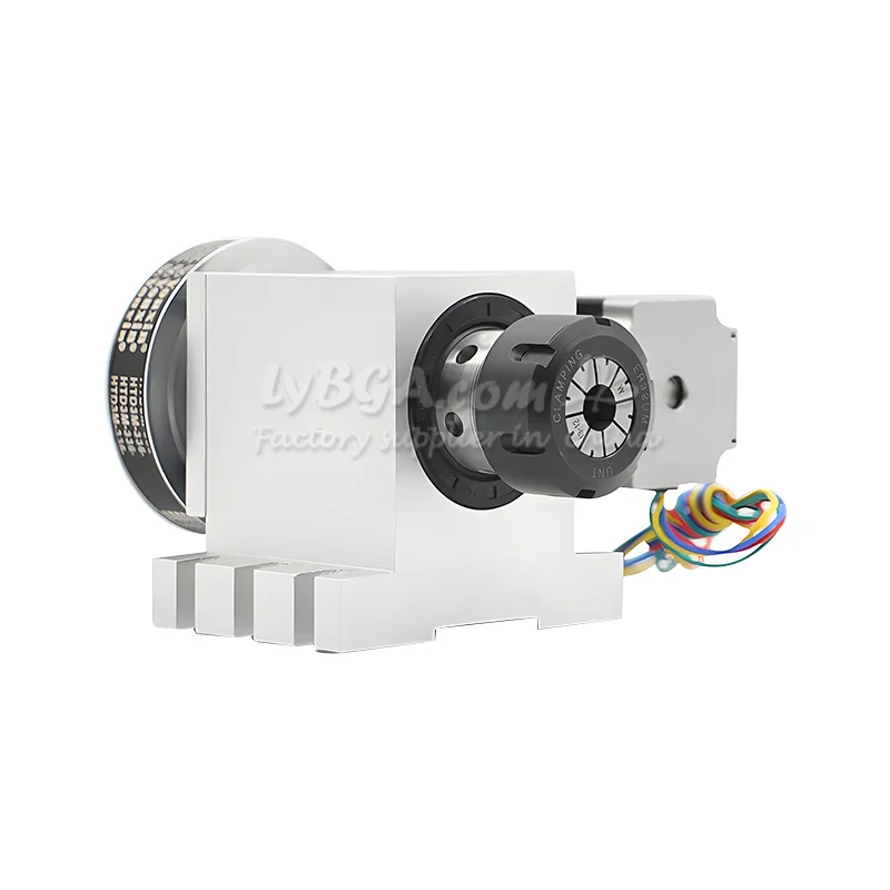 CNC Router Parts 4th Axis Rotary Axis K5M-6-ER32 Collet Chuck Shaft Hollow Diameter 22MM Center Height 65mm Reduction Ratio 6:1