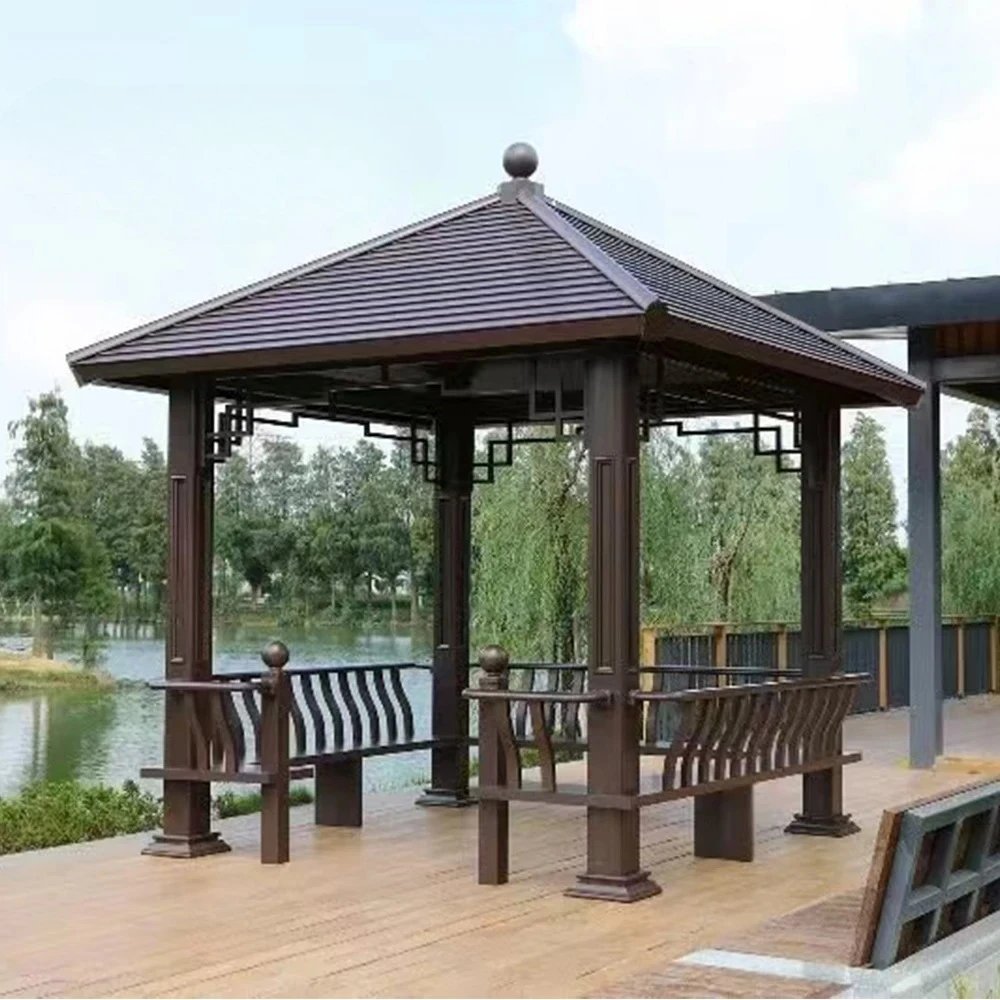 Outdoor Aluminum Alloy Garden Pavilion, Natural Style, Environmentally Friendly, Waterproof, Sun Protection, Corrosion Resistanc