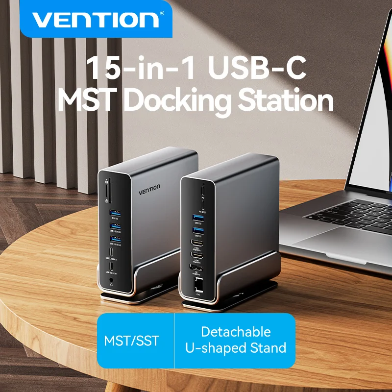 

Vention USB C HUB Docking Station to HDMI 4K@60Hz DP Four-Screen MST Display USB 3.2 A RJ45 SD TF Port for Macbook Pro Laptop PC