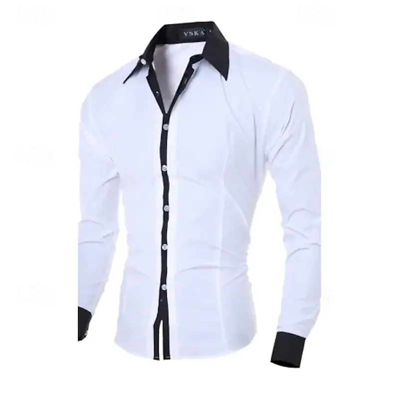 Gold Fashion Shirt Lapel Business Leisure Solid Color Office Shirt Pink Blue Button Fashion New Style Soft and Comfortable 6XL
