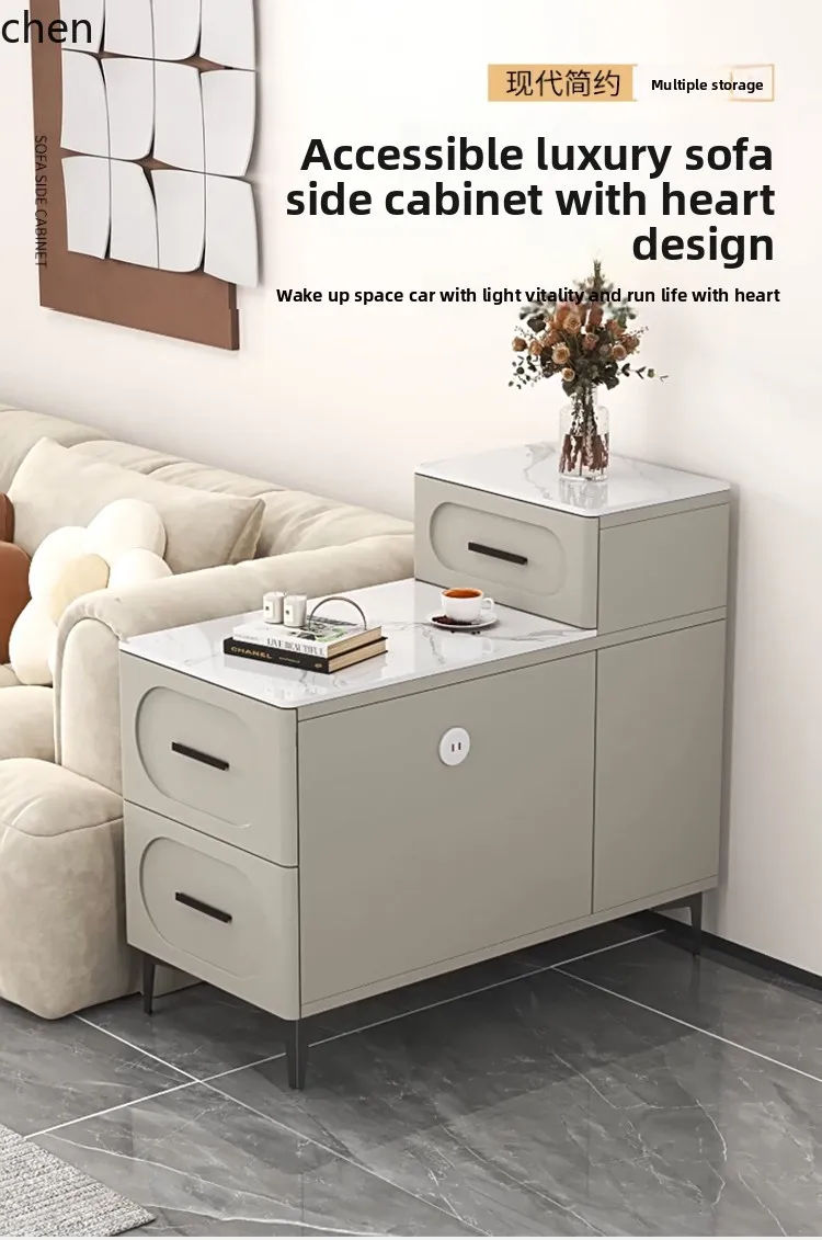 

LXC Sofa Side Home Living Room Tea Cabinet Modern Simple Rock Board Coffee Table Storage Cabinet Small Apartment Side Table