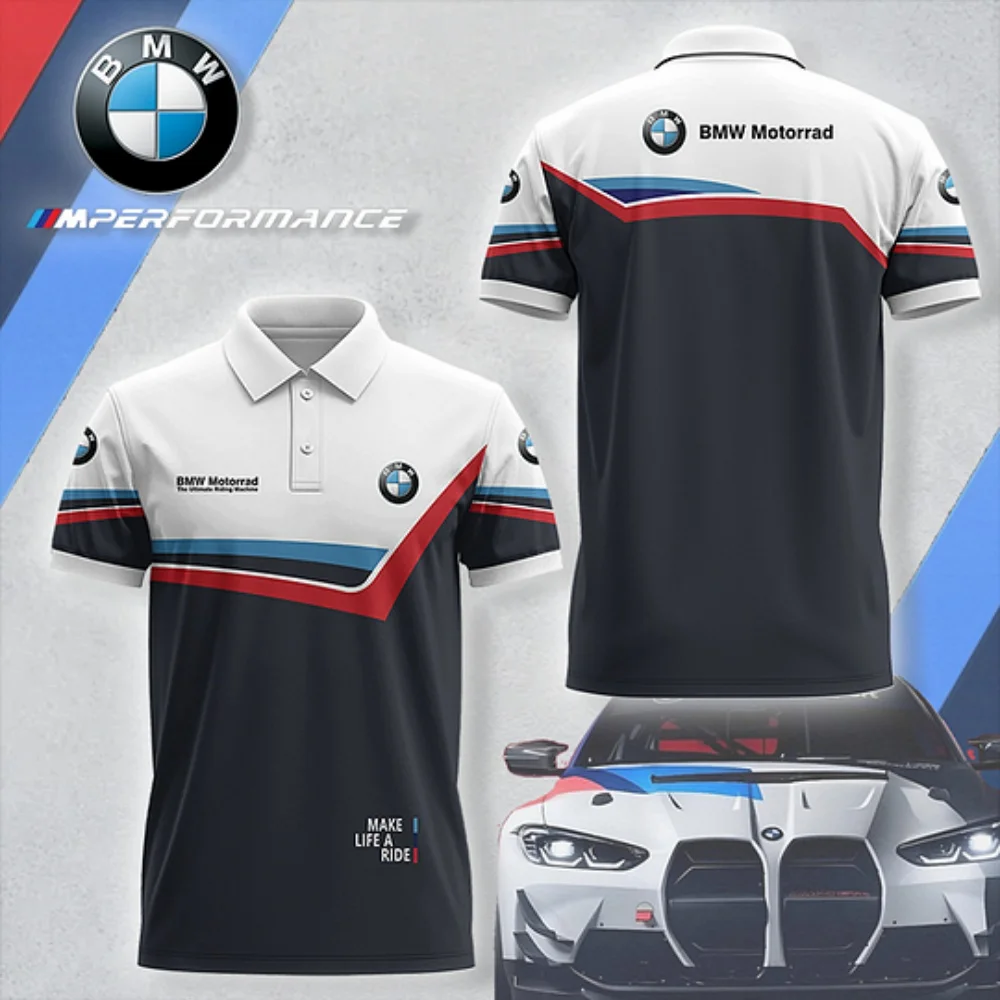 

BMW Motorsport Motorcycle Ride T-shirt Racing Team Summer Quick Drying Breathable Polo Shirt Lapel Buttons for Auto Motorrad