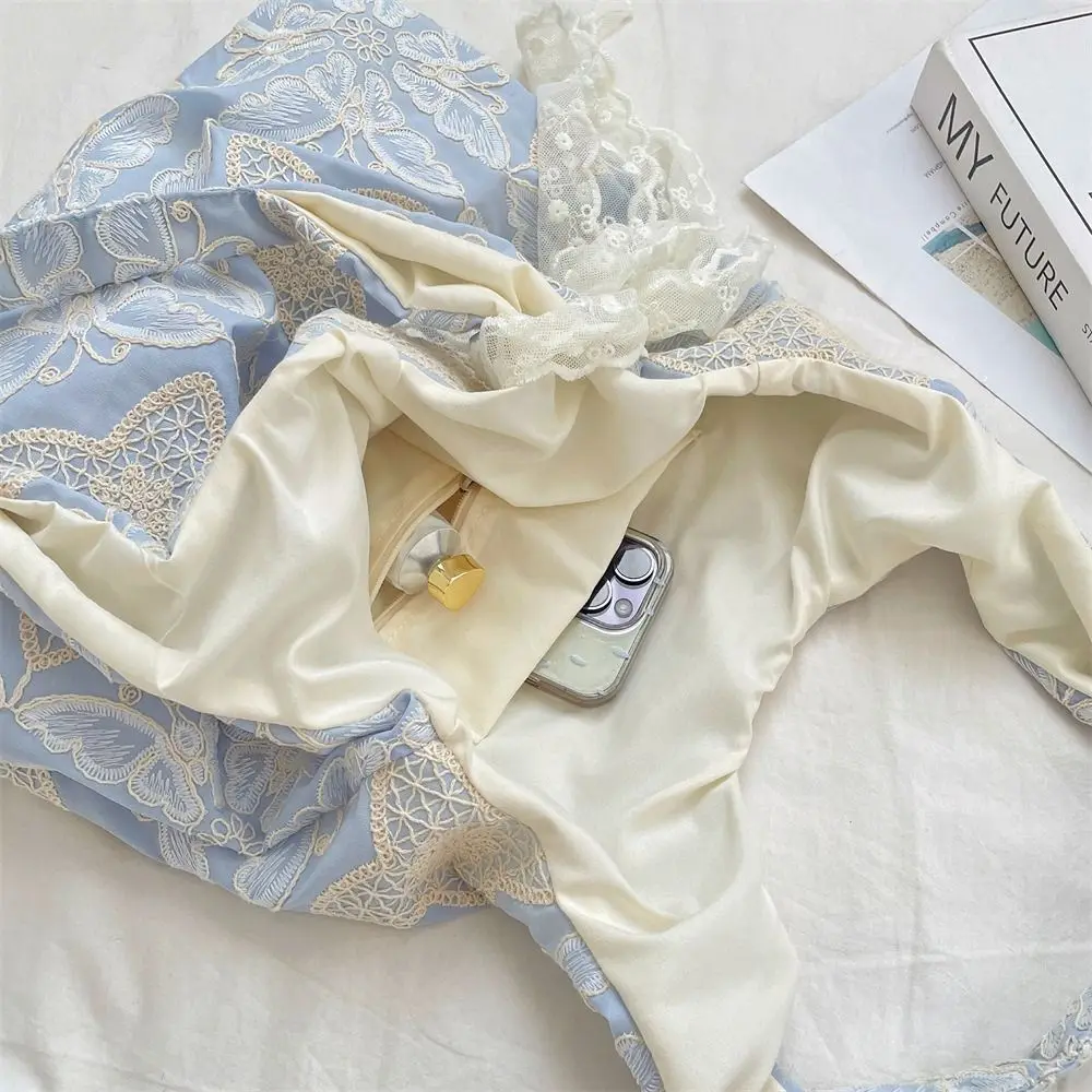 

Fashion Floral Tote Bag Lace Casual Crossbody Bag Large Capacity Sweet Underarm Bag Girl