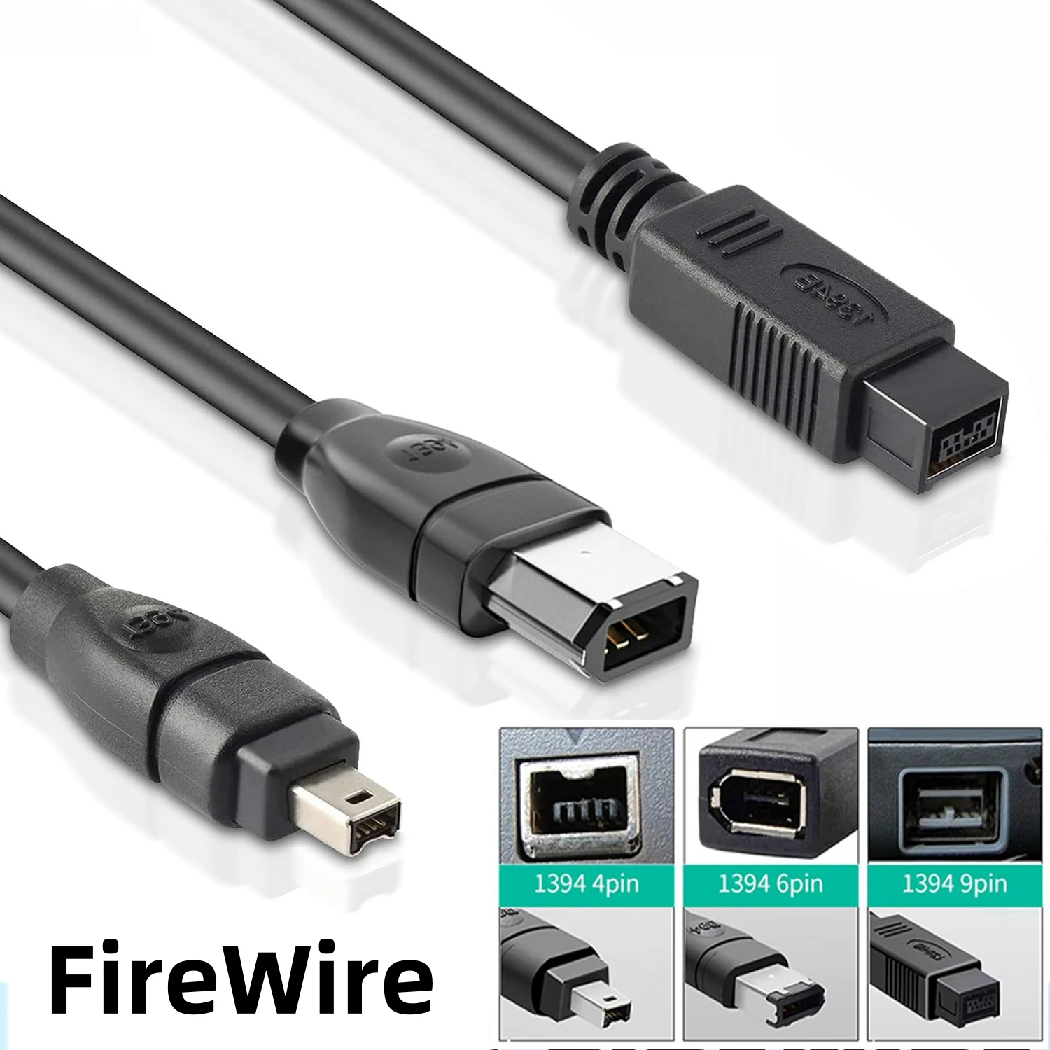 IEEE 1394 4 Pin 6 Pin 9 Pin Firewire Cable  Firewire 400/800 iLink DV Cable for Computer Laptop to Industrial Camera Camcorder