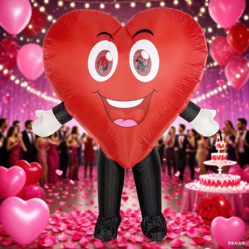 

Надувной красный костюм любви, играющий костюм для вечеринки ко Дню святого Валентина, костюм талисмана, Рождественская вечеринка, косплей, маскарадная вечеринка