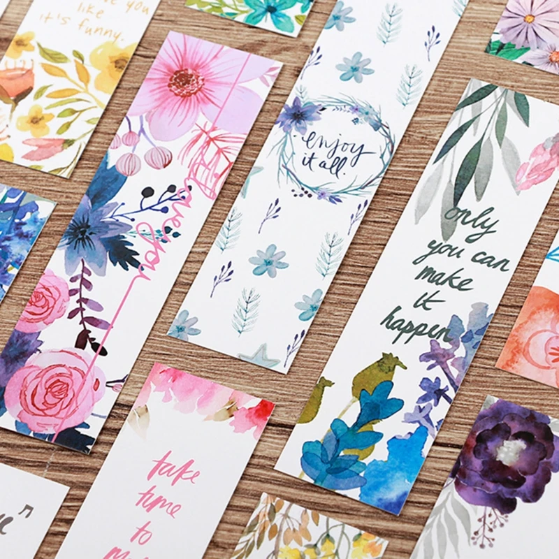 F3MA 30 조각 꽃 책갈피 320Gsm 프리미엄 두꺼운 종이 소재 내구성 재사용 가능한 독특한 디자인 책갈피 사무용품