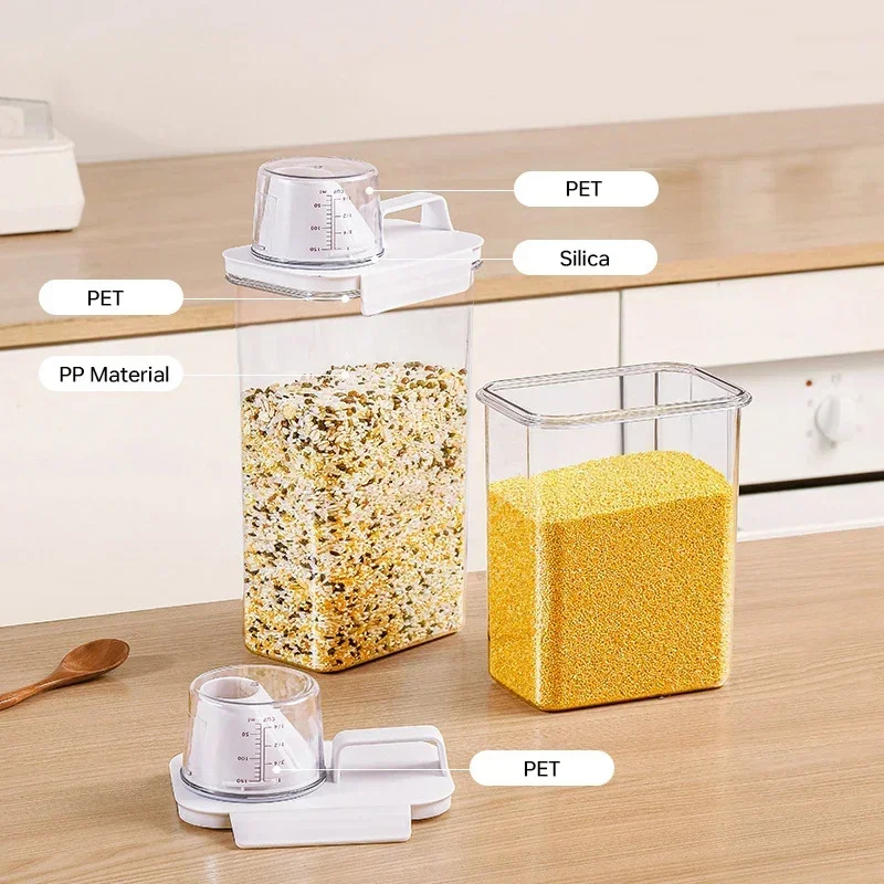 Plastic Storage Tank Moisture-proof Airtight Laundry Detergent Powder Cereal Storage Container with Measuring Cup Kitchen Items