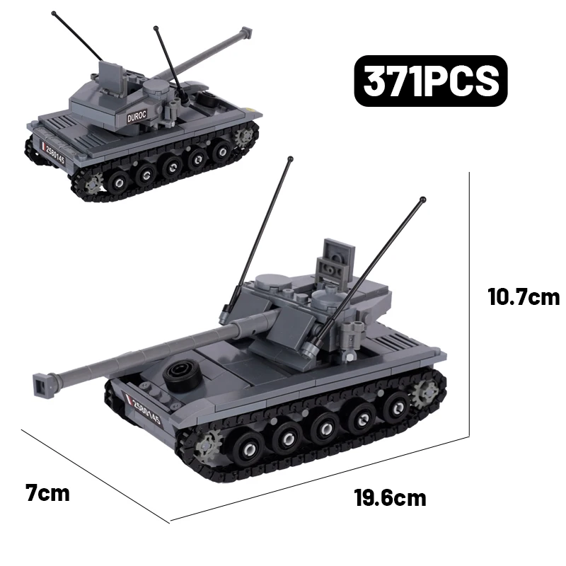 Militar França Soldados Veículo AMX 13 Tanque leve Blocos de Construção Figuras Acessórios Arma 98k WW2 Car Models Brick Toys