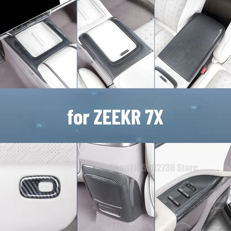 Penutup Pelindung Motif Serat Karbon Stiker Kreatif Kompatibel dengan ZEEKR 7X 2025 2026 Panel Kontrol Tengah Tutup Pintu
