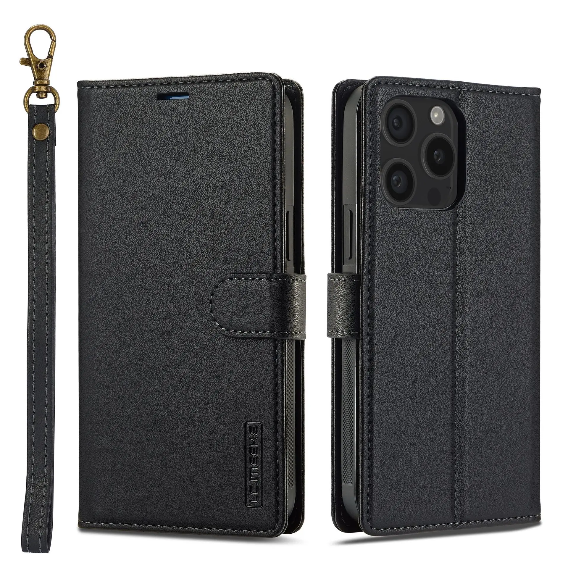

Ultra Thin Magnetic Flip Wallet Case for iPhone 16 Pro Max/16 Plus/16 Pro/16 - Detachable Card Holder Stand | Luxury Leather