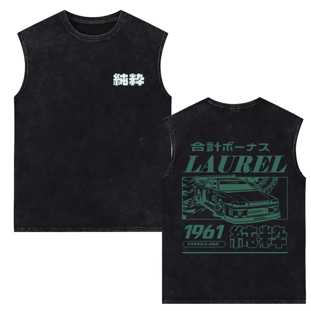 Famous Anime Initial D Drift AE86 Takumi Fujiwara Vintage Washed Tank Tops Men Women Casual Retro Cotton Sleeveless Vest T-shirt