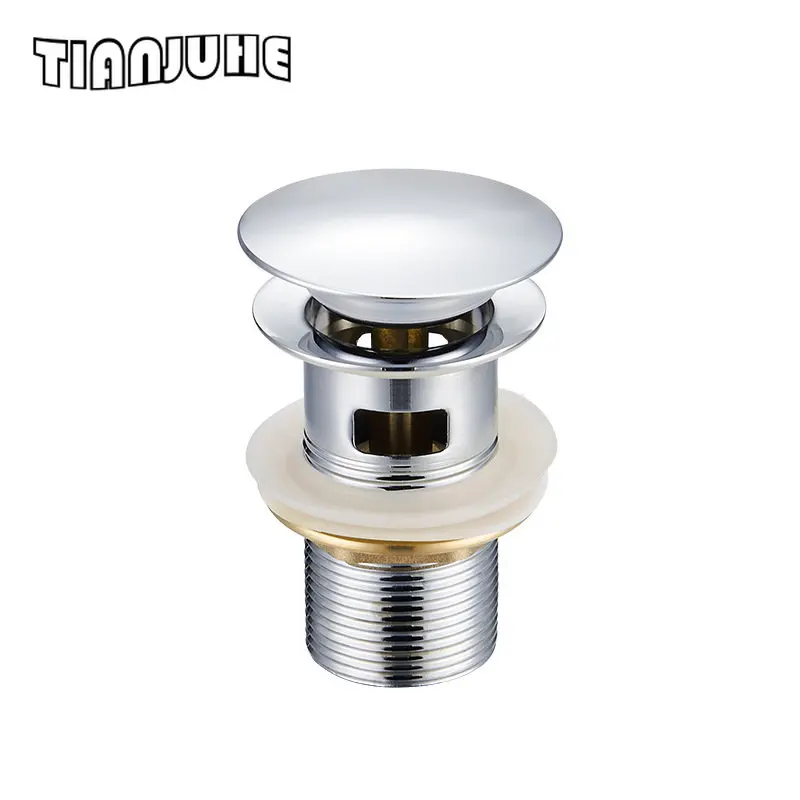 Round Style Faucet Vessel Assembly Pop Up Stainless Steel Bathroom Sink Stopper Drain