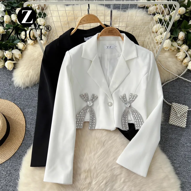 Mingyuan Fashion Heavy Industry Diamond Inlaid Bow Decoration Short Style Suit For Women With A High Grade Sense, Small