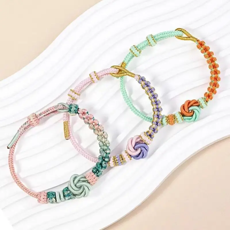 2026 New Style Peach Blossom Knot Mandala Bracelet Handwoven DIY Beaded Jewelry for Men Women Festival Gift