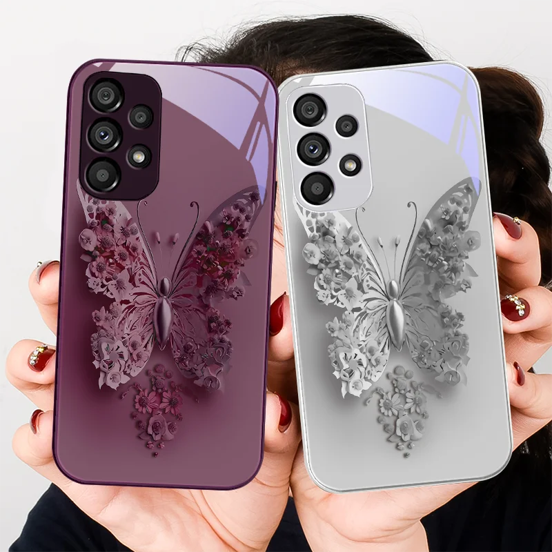 Flying Butterflies for Samsung Galaxy Note 8 9 S10 Plus S20 S21 FE S23 Ultra A70 72 73 50 51 52 53 Tempered glass phone case