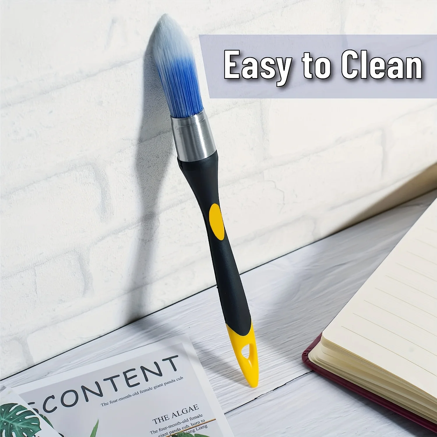 فرشاة حافة الطلاء سهلة التنظيف، ماكينة تشذيب دقيقة 0.75 بوصة، مع مقبض بلاستيكي متين وشعيرات صناعية، للتنعيم