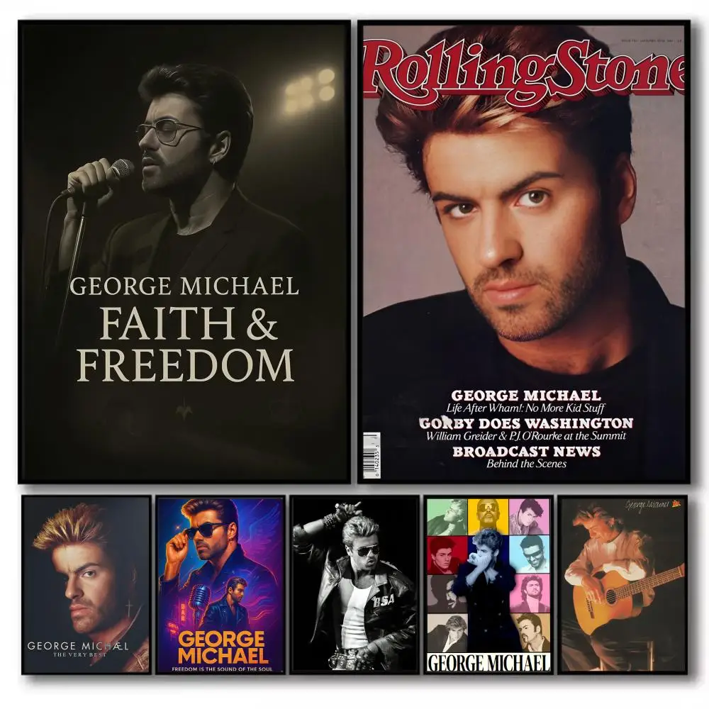 ملصق جورج مايكل لملحن الموسيقى ملصق مساحة مثالية ذاتي اللصق للمكتب والمنزل والمسرح وديكور فني للحائط هدية رائعة #1