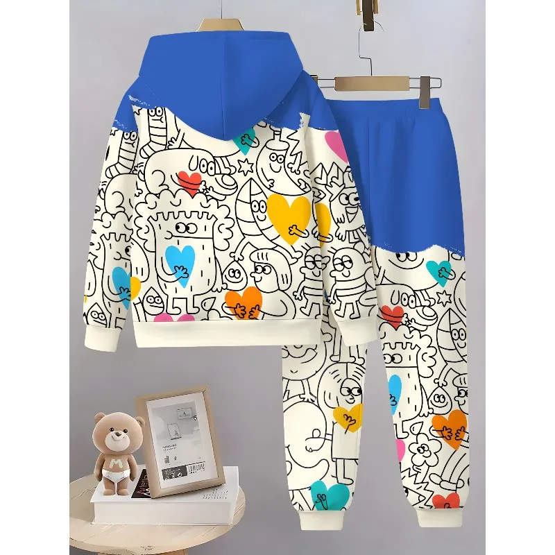 2025 موضة الكتابة على الجدران العصرية نمط ثلاثية الأبعاد مطبوعة هوديي البلوز فستان أطفال مع سروال داخلي مريح لكل من الرجال والنساء