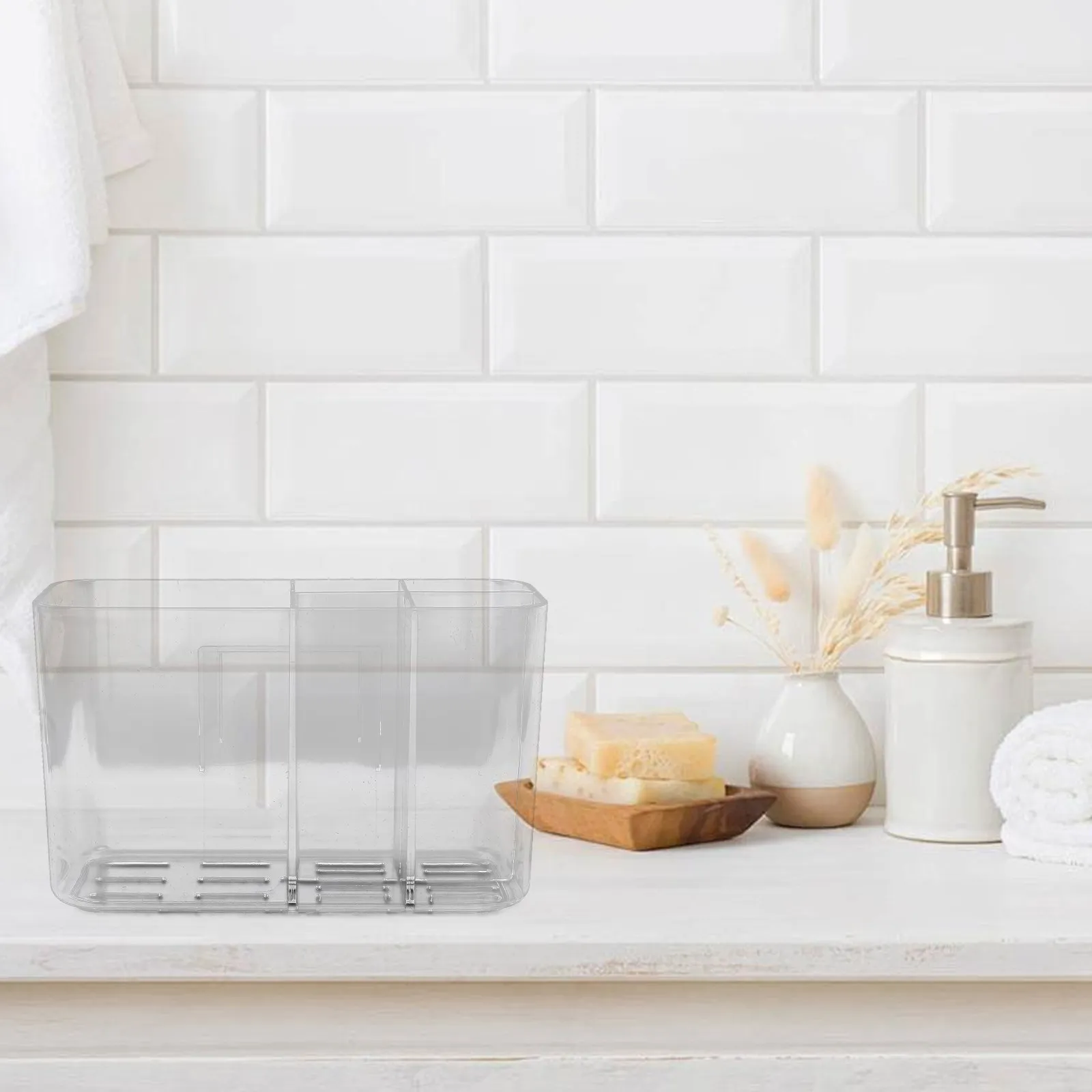 No-Drill Bathroom Toothbrush Holder Wall Mounted Multi-Functional Organizer Toothbrush Paste Comb Storage Rack Adhesive Storage