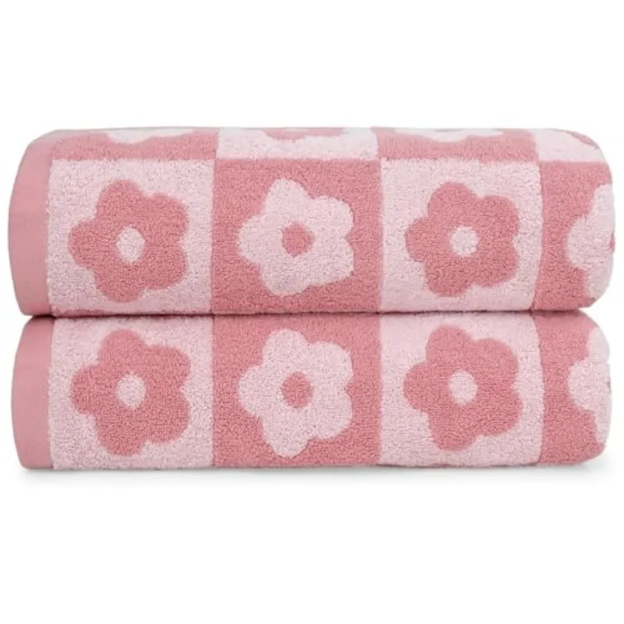 

Набор из 2 роскошных банных полотенец с цветочным узором в клетку, розовые, для женщин и девушек, для душа и тела, 27,5x55 дюймов, для декора ванной комнаты и отдыха у бассейна