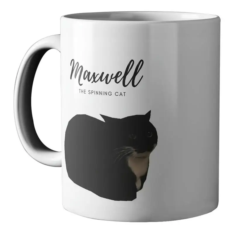 Maxwell The Cat-tazas de café de 350ML para gatos, Taza de cerámica para amantes de los gatos, Base de tabla y mango en forma de C de fácil agarre