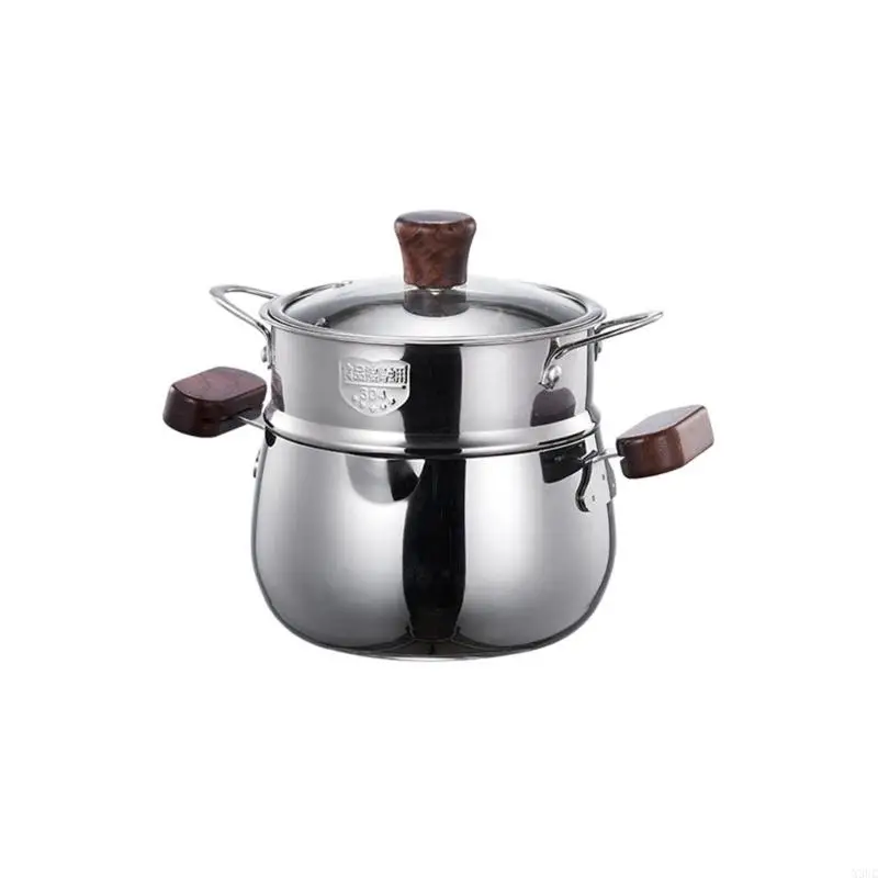 Saving 304 Stainless Steel Double Steamer Pot with Thick Base Suitable for Lower Electricity Usage in Homes X3UC