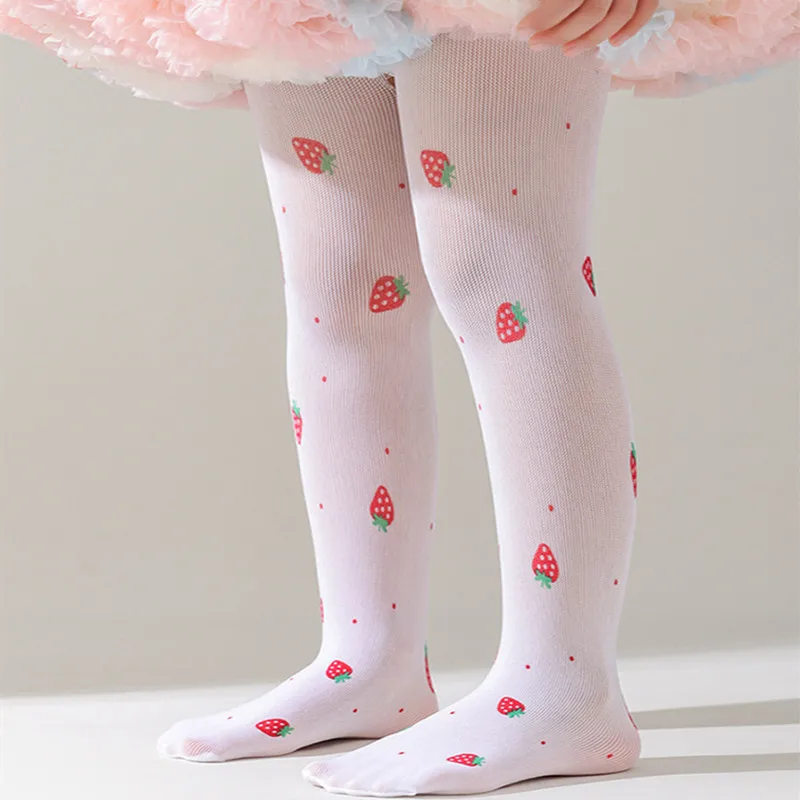 Lawadka Kids Girls Tights Fashion Stockings Print Strawberry Thin Soft Pantyhose For Children's Girl Summer Mesh Tight 3-12Years image 2
