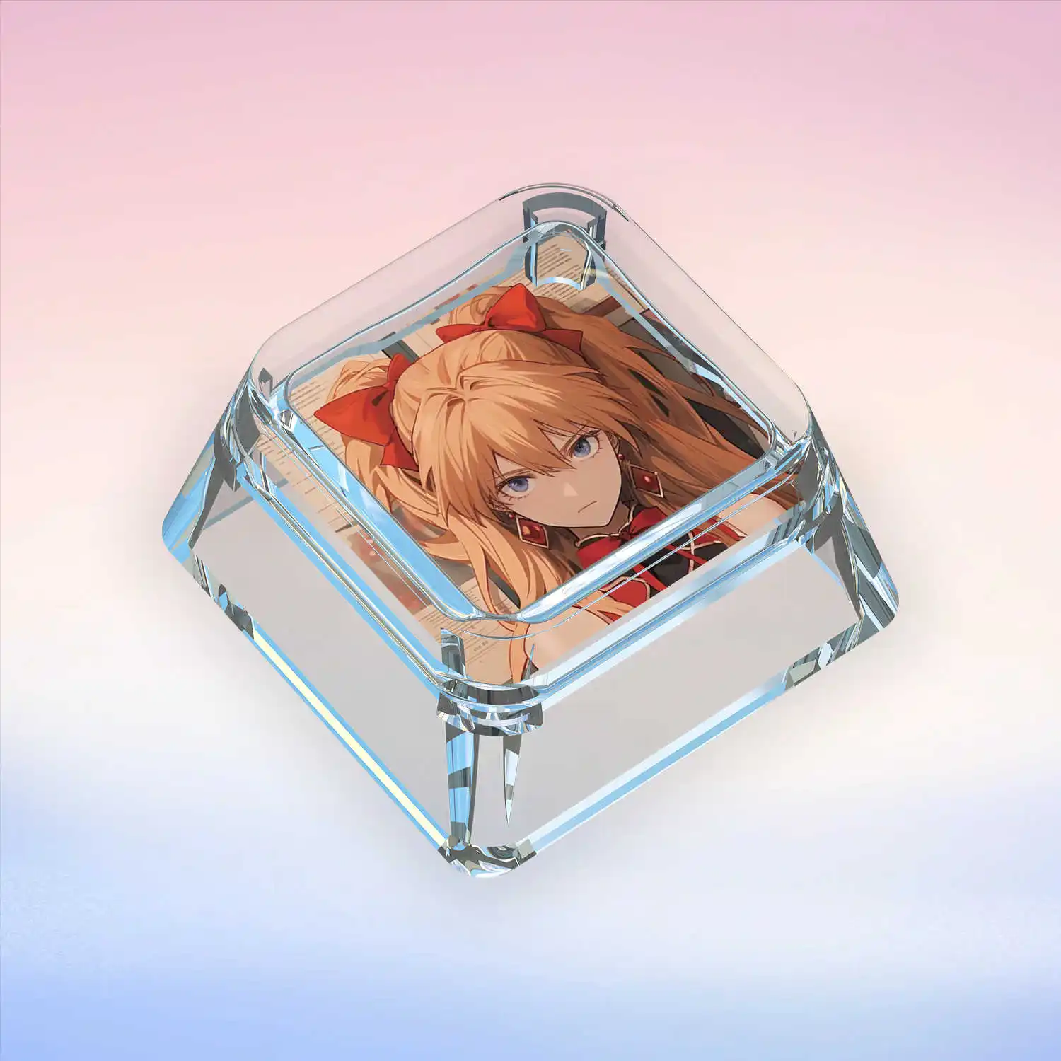 أنيمي Kawaii Asuka Langley Soryu إيفا عبر محور لوحة المفاتيح الميكانيكية Wooting شخصية الكرتون Keycap شفافة Keycap هدية