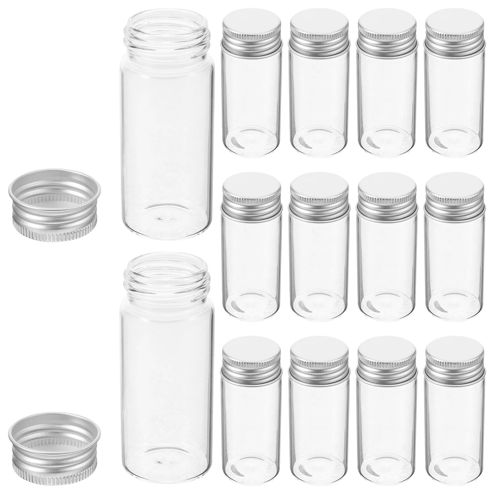 

24 Pcs Test Tube Bottle Glass Vials with Caps Tubes Science Party Lab Scientific Clear