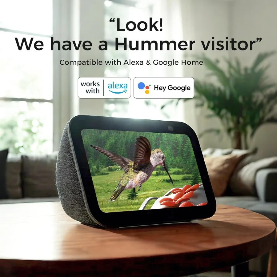 Glazen slimme kolibrievoeder met camera op zonne-energie - AI-identificatie en waterdetectie, onmiddellijke melding, lekvrij en mierenmuit