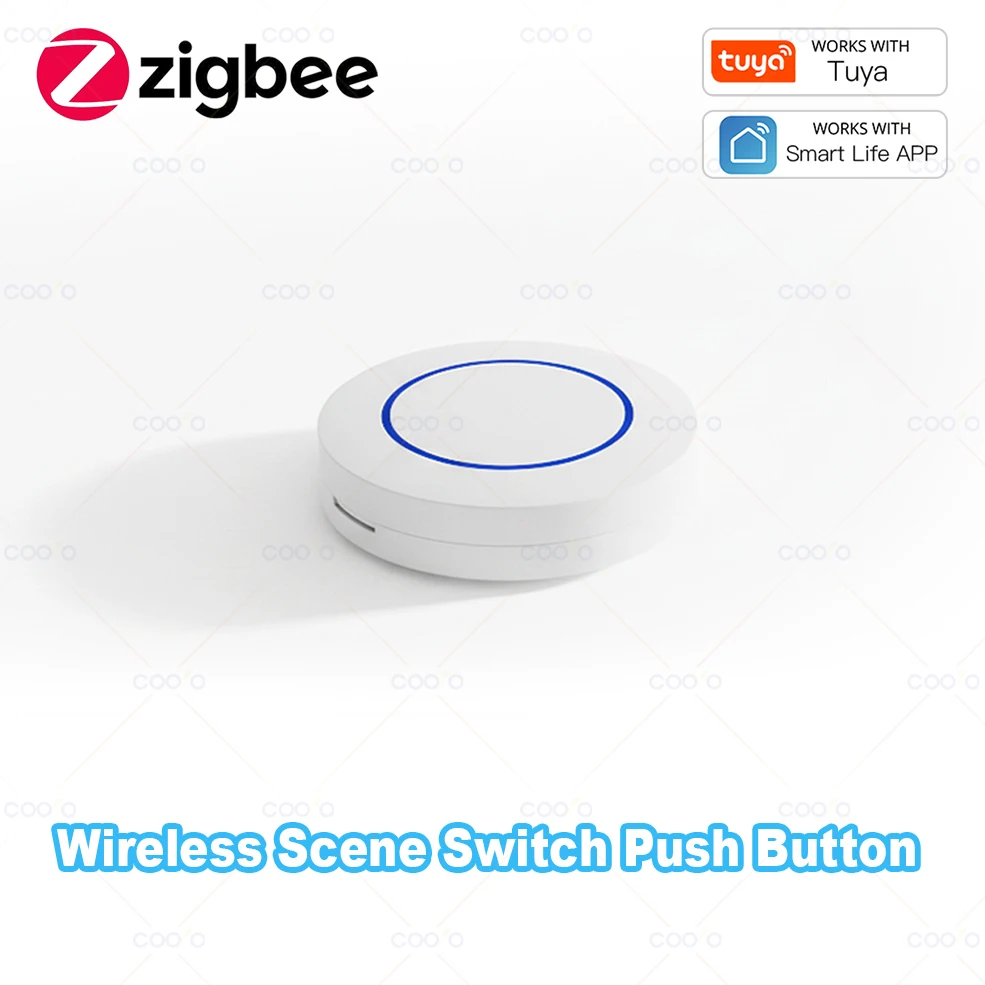 Tuya ZigBee Wireless Push Button Smart Scene Switch Controller Automation Scenario Linkage with Tuya devices Need Zigbee Gateway