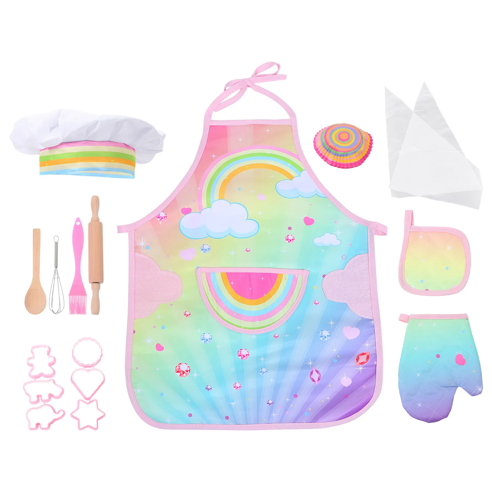 

Набор для ролевых игр в повара для детей: фартук с динозавром, кухонные принадлежности, игрушечная посуда для приготовления еды