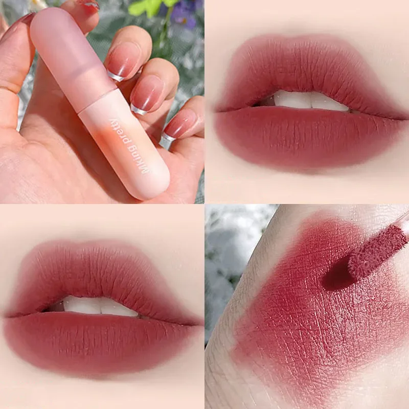 Strawberry Red Sexy Lipstick Velvet Matte Lip Gloss for Women Lasting Non Stick Waterproof Easy To Color Lip Mud Korea Makeup