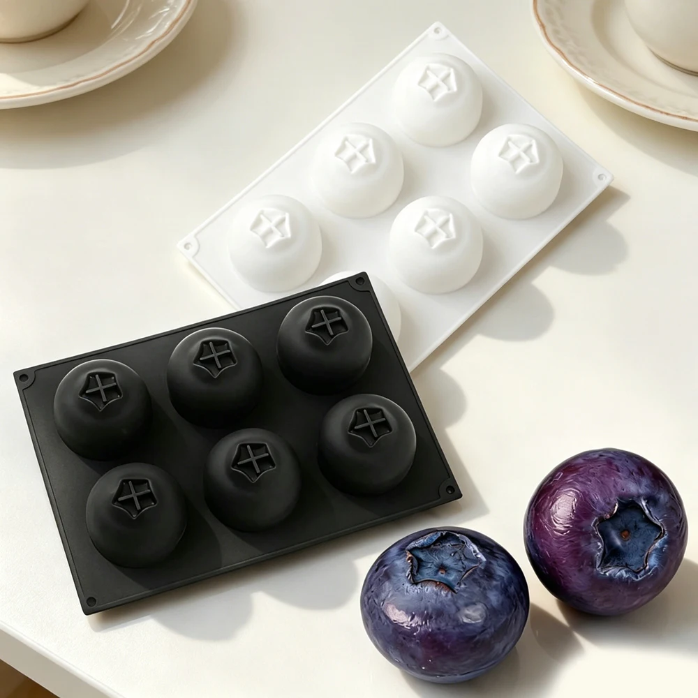 6 or 35-Cell Blueberry Design Chocolate Mould Food Grade Silicone Mousse Cake Mould Kitchen Non-stick Dessert Baking Tools