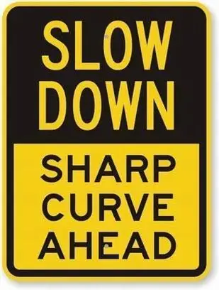 Wallors Metal Tin Sign 8 x 12 Slow Down Sharp Curve Ahead Safety Road Street Caution Wall Decor Novelty Home Pub Gym