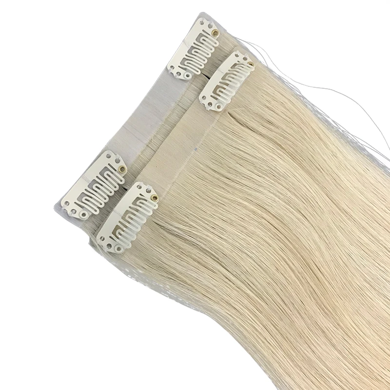 Grampo em extensões do cabelo do plutônio, cabelo humano real, cabelo do Virgin, cabeça reta, cheia brasileira, hairpiece natural, 14-26 polegadas,