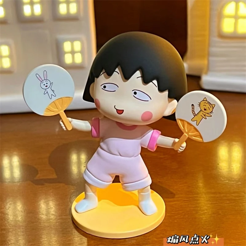 Oryginalna figurka Kawaii niegrzecznie Maruko Chan psotna Chibi Maruko-Chan lalki zabawki prezenty urodzinowe dla dziewczynek