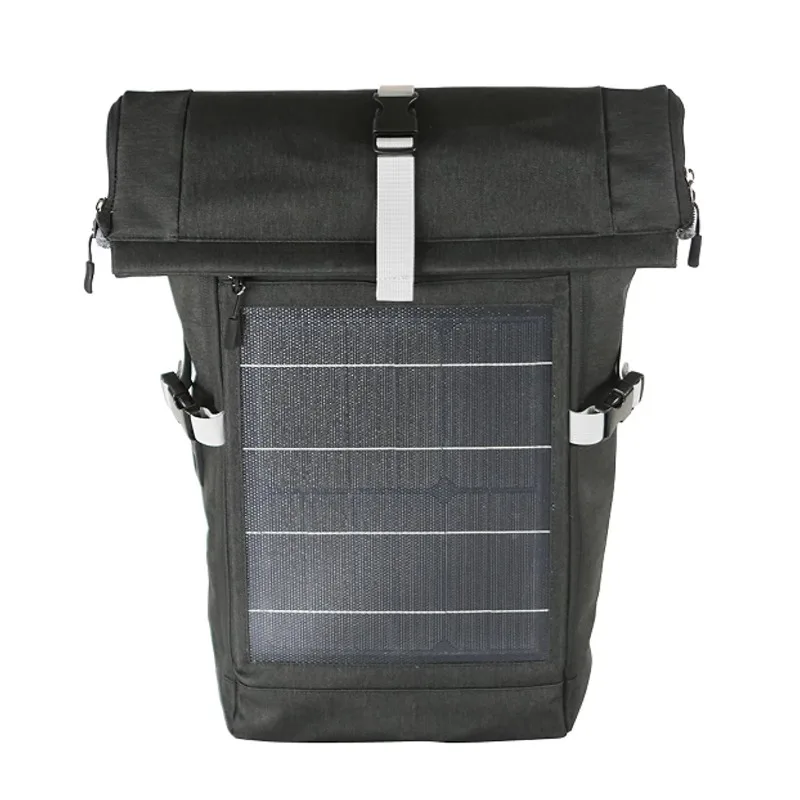 Foldable solar backpack with charging port for outdoor camping and hiking