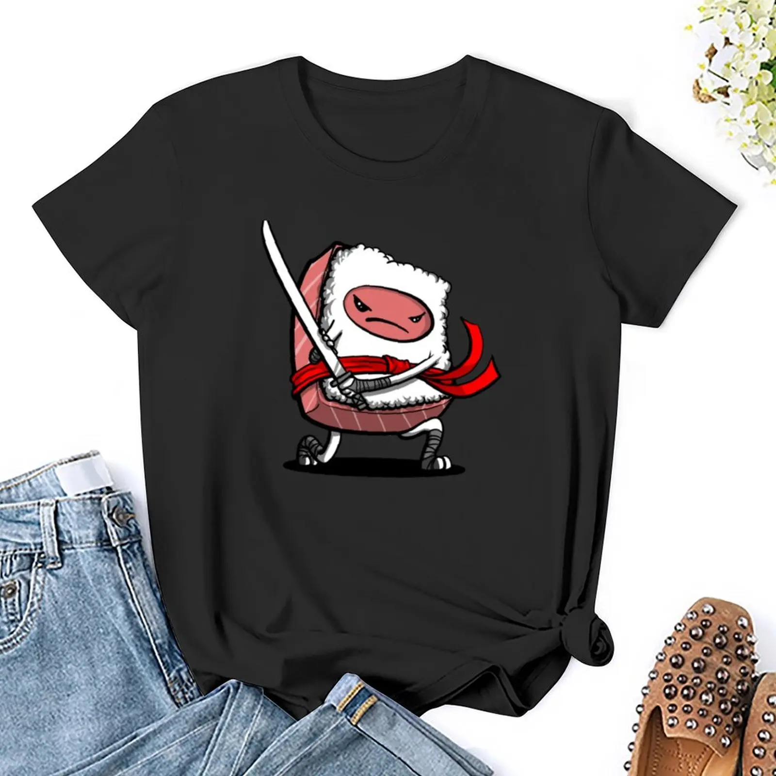 Sushi Samurai Ninja T-Shirt anime clothes sublime customs tees t-shirts for Women loose fit