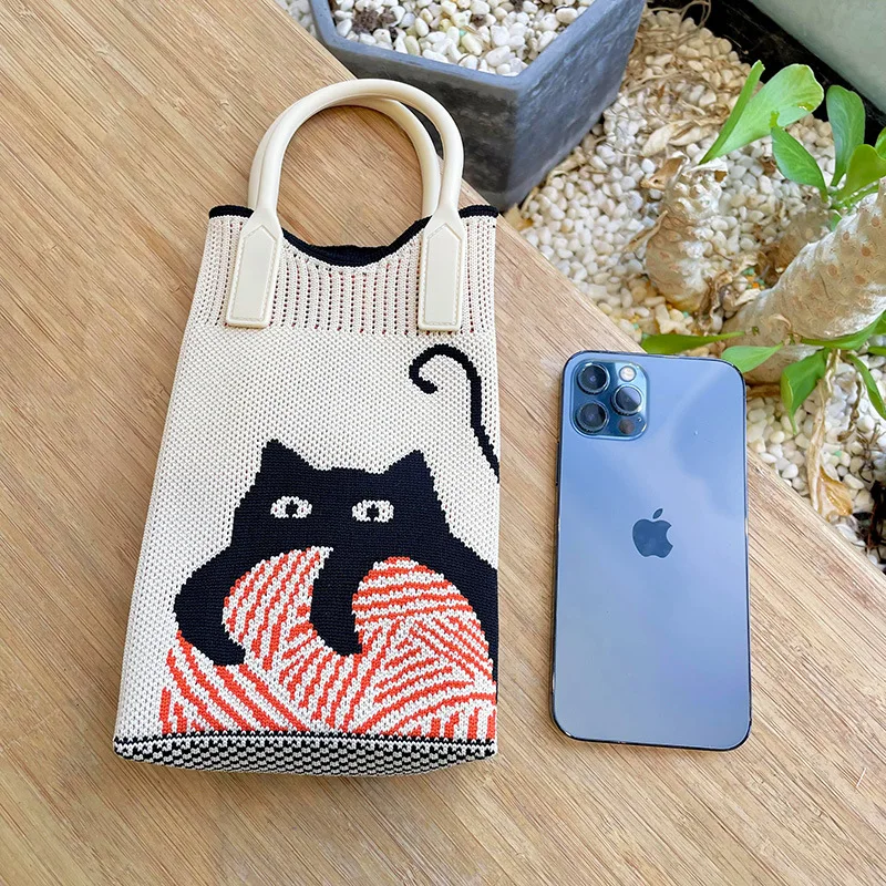 Mini sac à bandoulière avec chat mignon, sac à main, sacs de rangement, sac à main portable, poudres de téléphone, tendance décontractée, tout match, nouveau