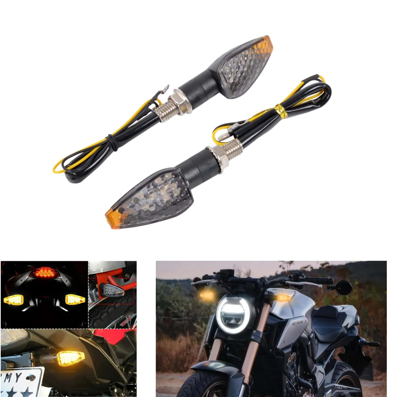 

2Pcs Motorcycle Turn Signals Approved E50 Mark Turn Signal Light 14LED Turn Signal Indicator 12V/24V M10 E-mark Universal
