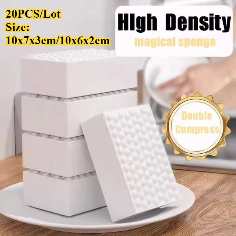 20Pcs Melamine Sponge Compressed Magic Shoes Kitchen Office Bathroom Multi-function Cleaning Tools Double Compression Sponge