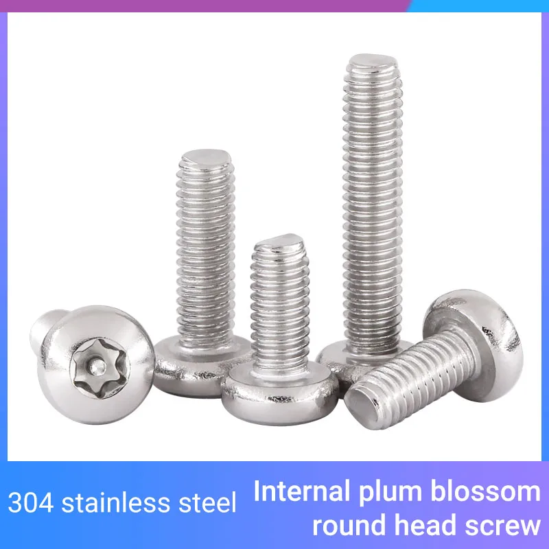 M2 M2.5 M3 M4 M5 M6 M8 A2-70 304 Stainless Steel Torx Button Head Tamper Proof Security Screws Plum blossom groove screw