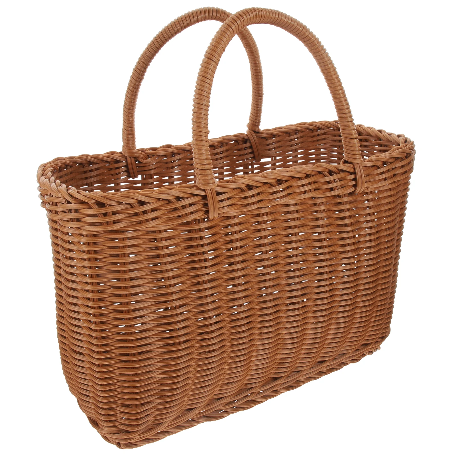 

Outdoor Picnic Basket 31x22x21cm Plastic Woven Handles Fruit Storage Easter Gathering Large Handheld Baskets