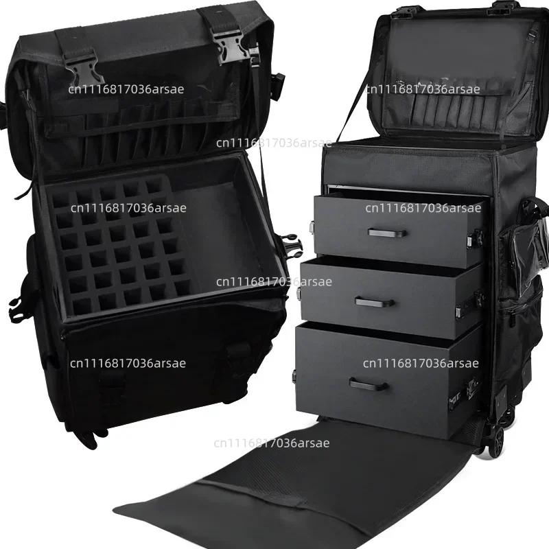 Multi-layer multifunctional makeup artist follow-up trolley case