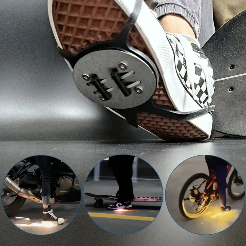 2027 Neue Schuhsohlen-Funken, Magnesium-Feuerstahlstab, Fußbremsen-Funken, gebogene Schuhsohle, abgenutzter Gleitschuh, Fahrradschuhe