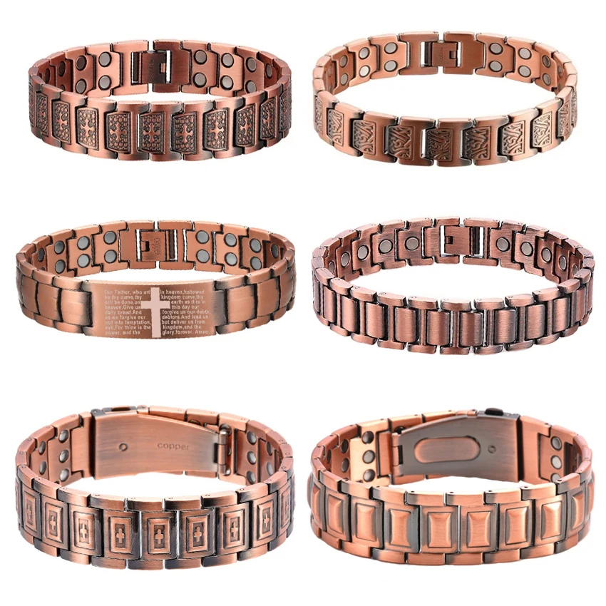 Fashionable Retro Style Cross-shaped Full Magnetic Copper Bracelet, Dark Ghost Magnetic Stone Bracelet, Halloween/Christmas Jewe image 3