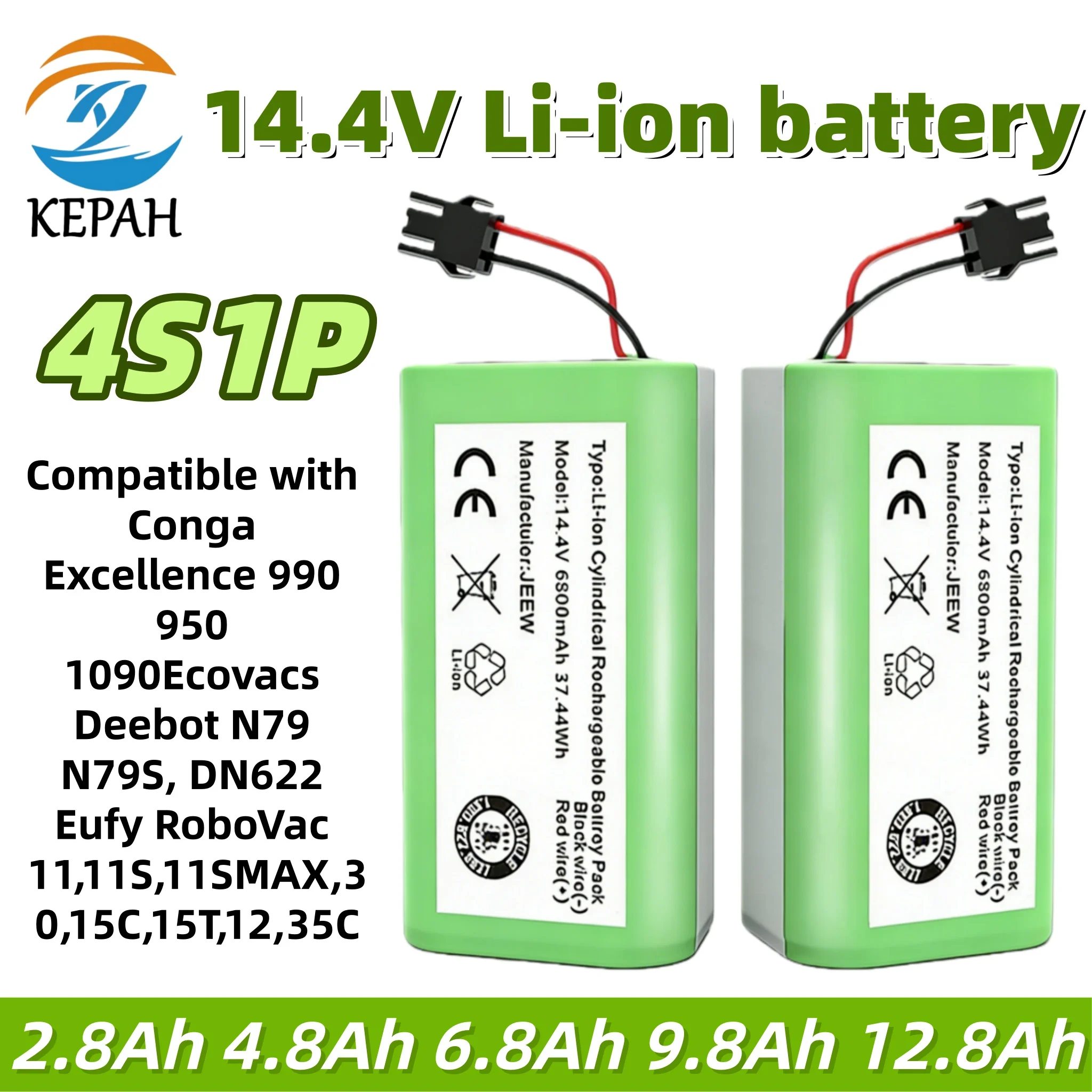 14.4V 2800-12800mAh Replacement Battery｜Fits Excellence 990/1090 Deebot N79S Robovac 11